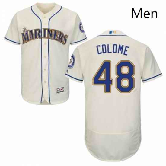Mens Majestic Seattle Mariners 48 Alex Colome Cream Alternate Flex Base Authentic Collection MLB Jersey